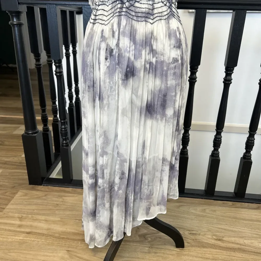 Chelsea & Violet Washed‎ Out Edgy Gypsy Boho Smocked Chiffon Dress Small NWT Med